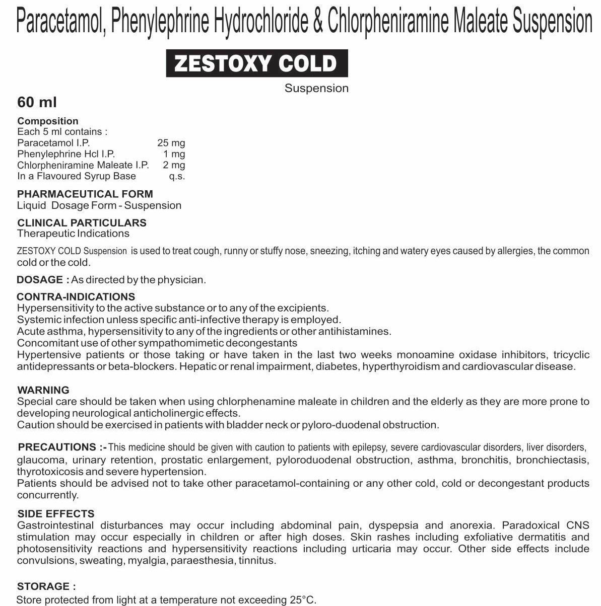 ZESTOXY COLD SUSPENSION 60ML